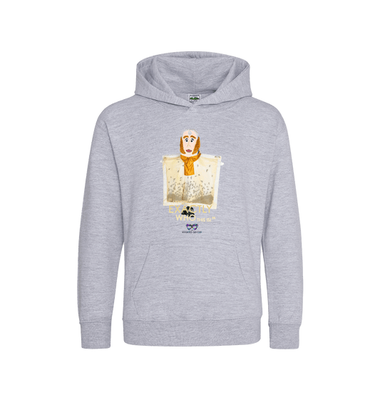 Heather Grey Printed Kids Hoodie Front