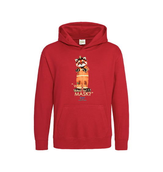 Fire Red Printed Kids Hoodie Front