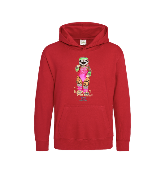 Fire Red Printed Kids Hoodie Front