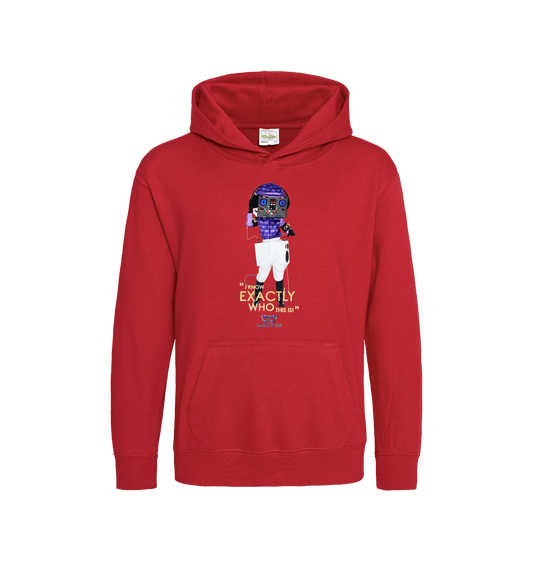 Fire Red Printed Kids Hoodie Front