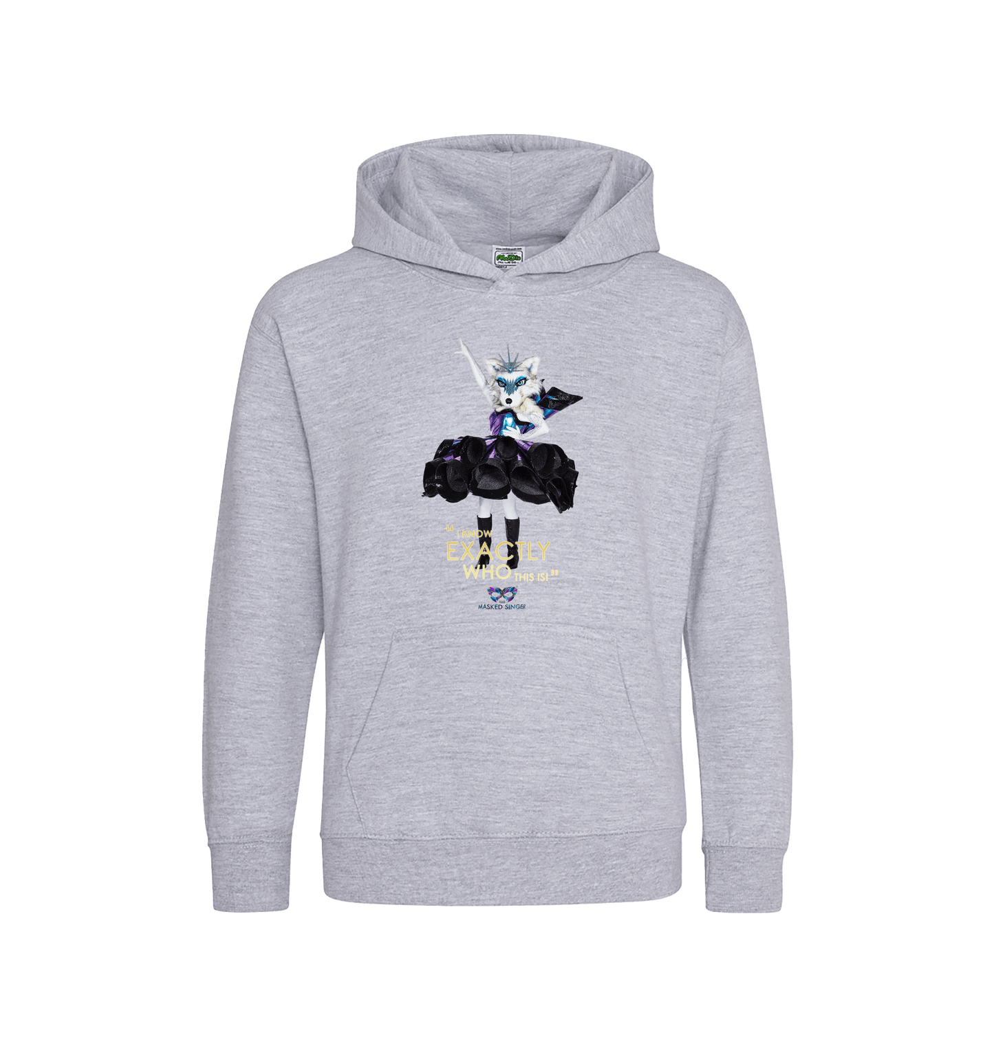 Heather Grey Printed Kids Hoodie Front