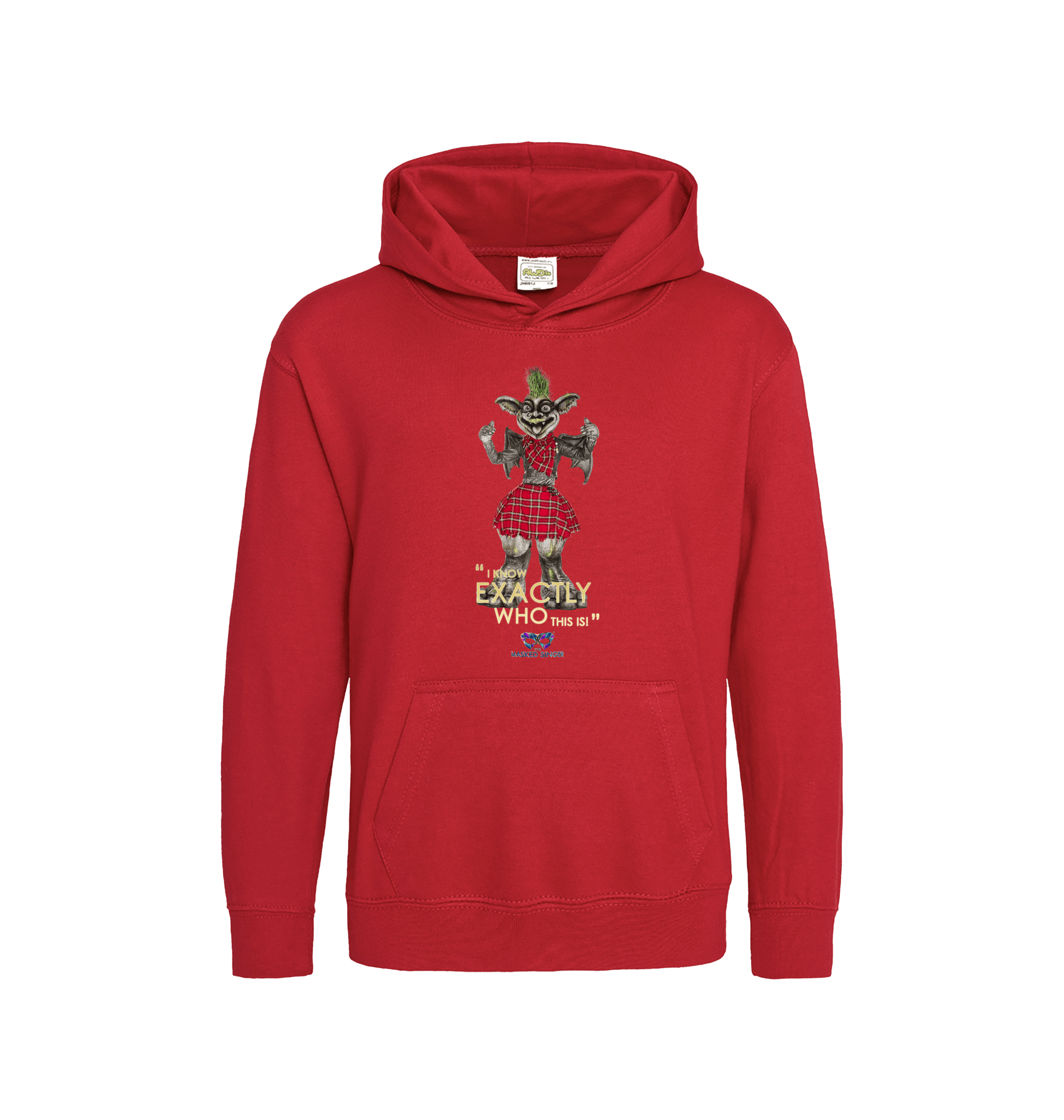 Fire Red Printed Kids Hoodie Front