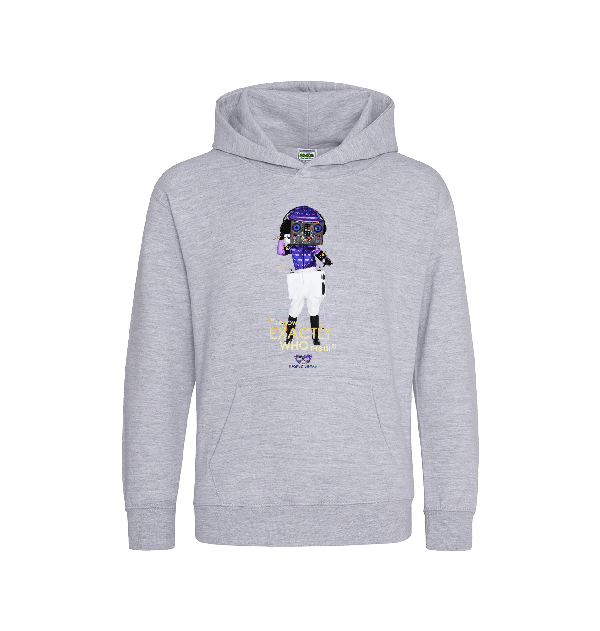 Heather Grey Printed Kids Hoodie Front