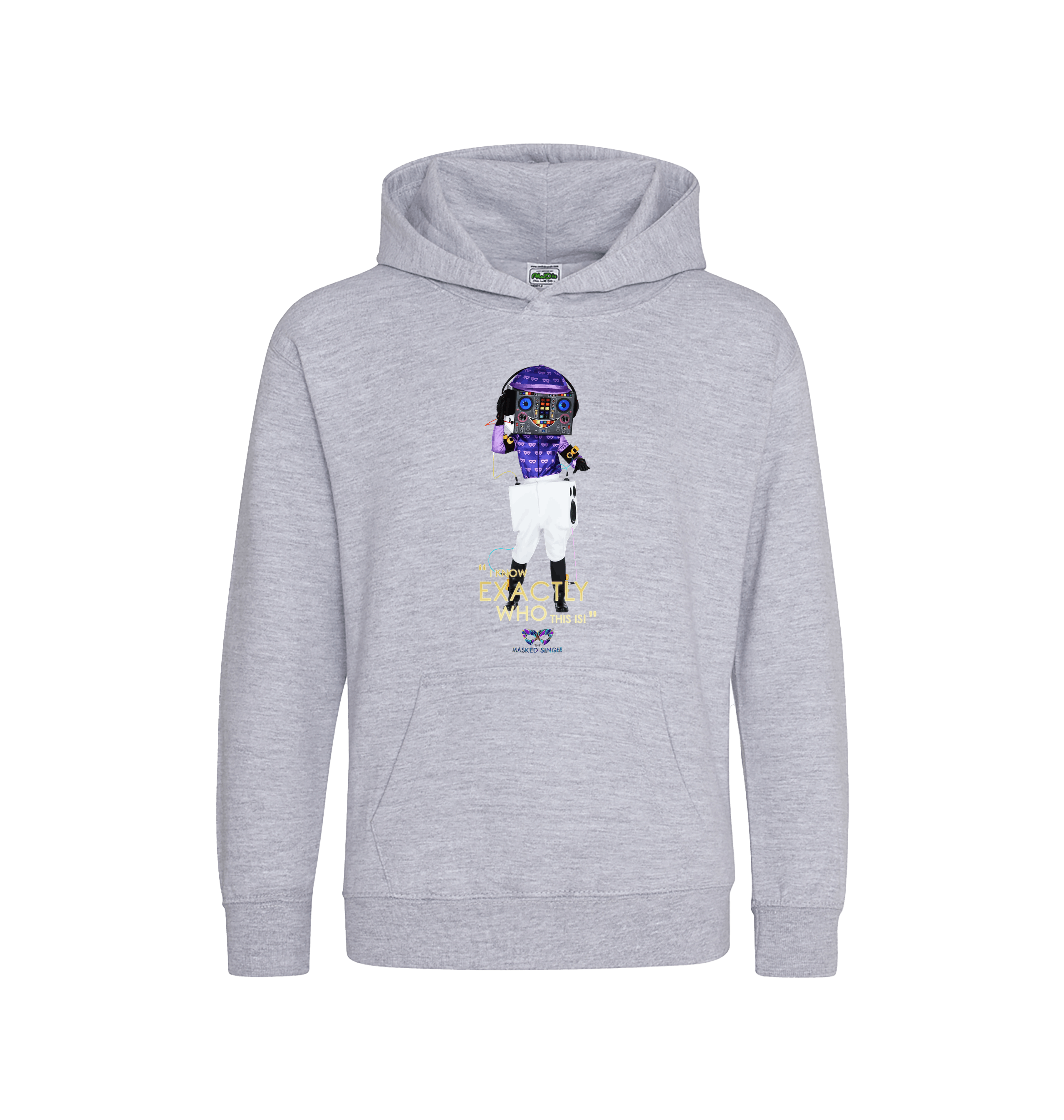 Heather Grey Printed Kids Hoodie Front