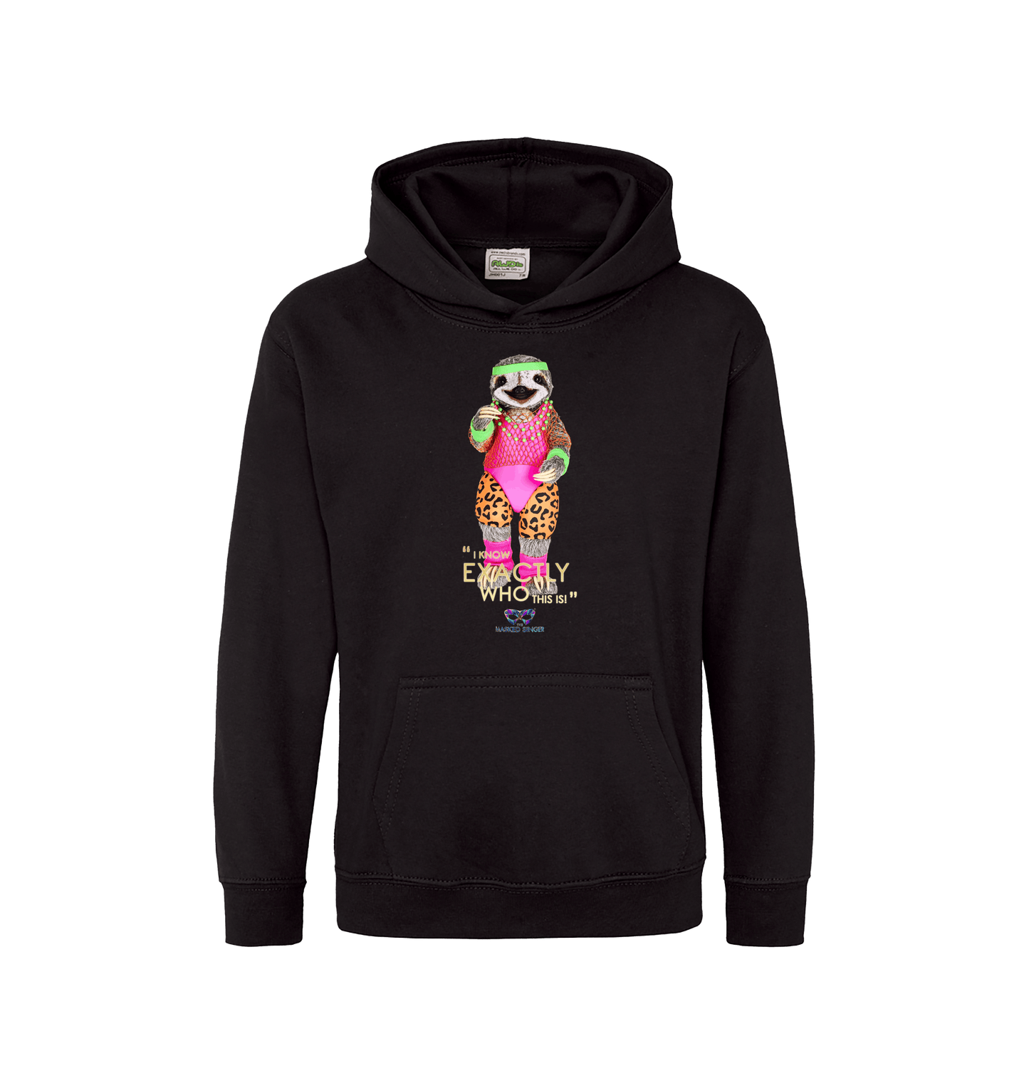 Jet Black Printed Kids Hoodie Front