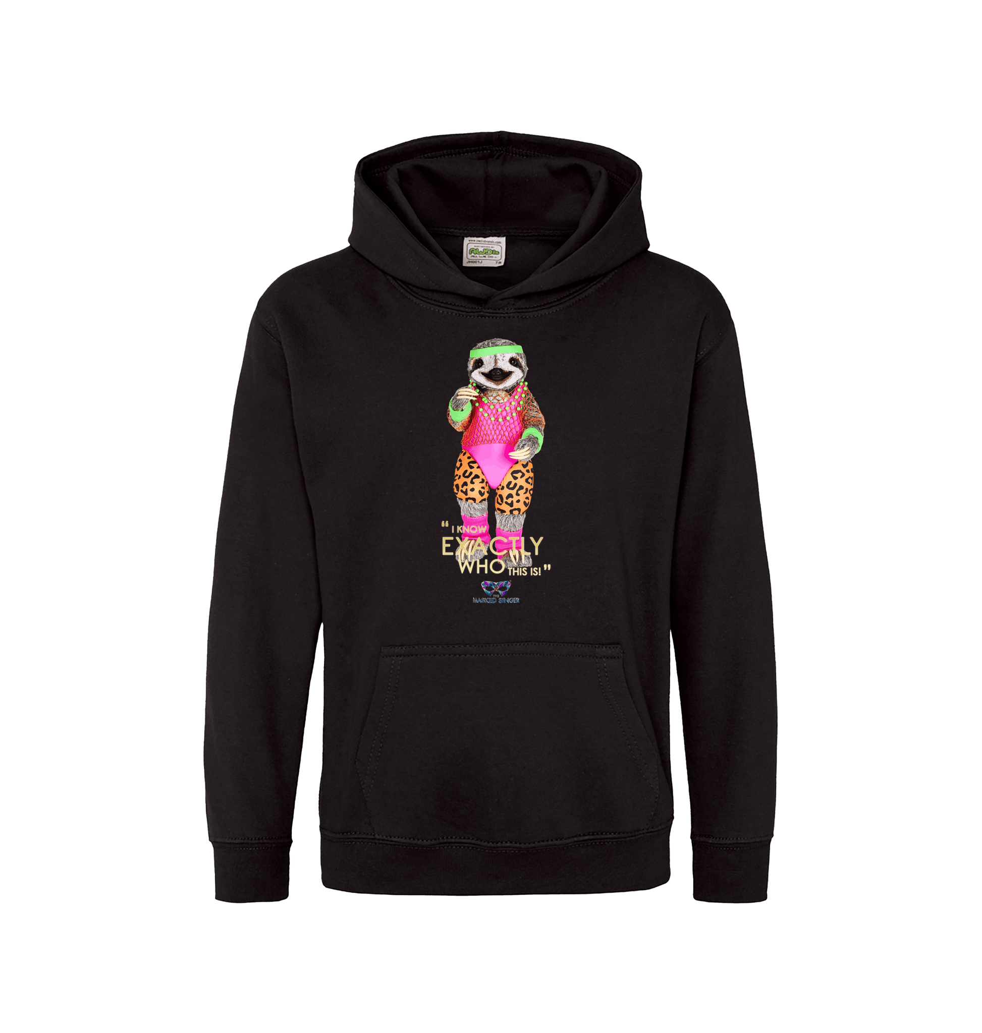 Jet Black Printed Kids Hoodie Front