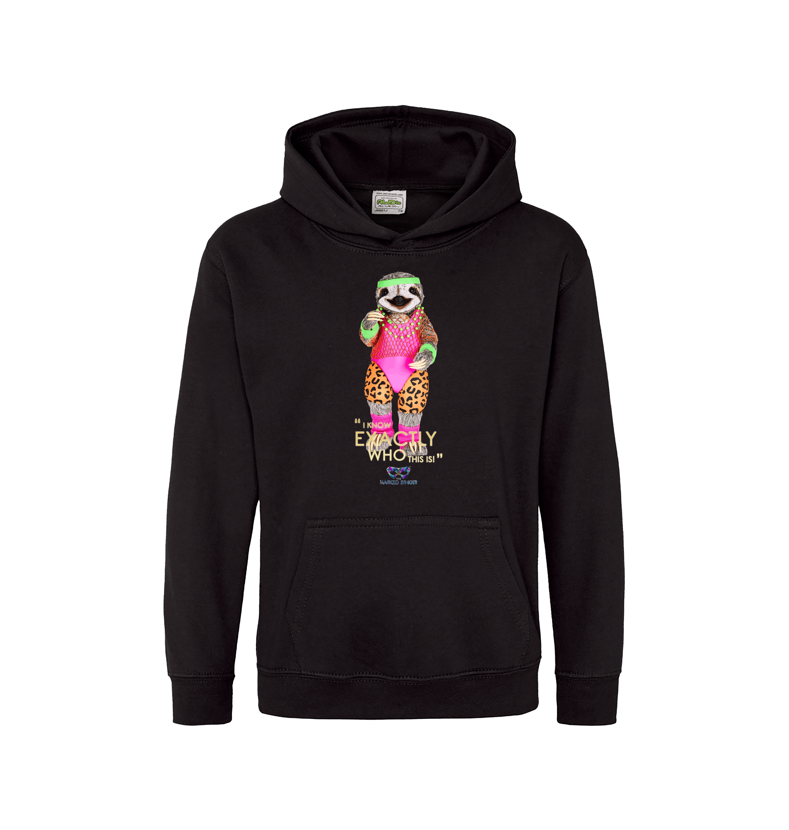 Jet Black Printed Kids Hoodie Front