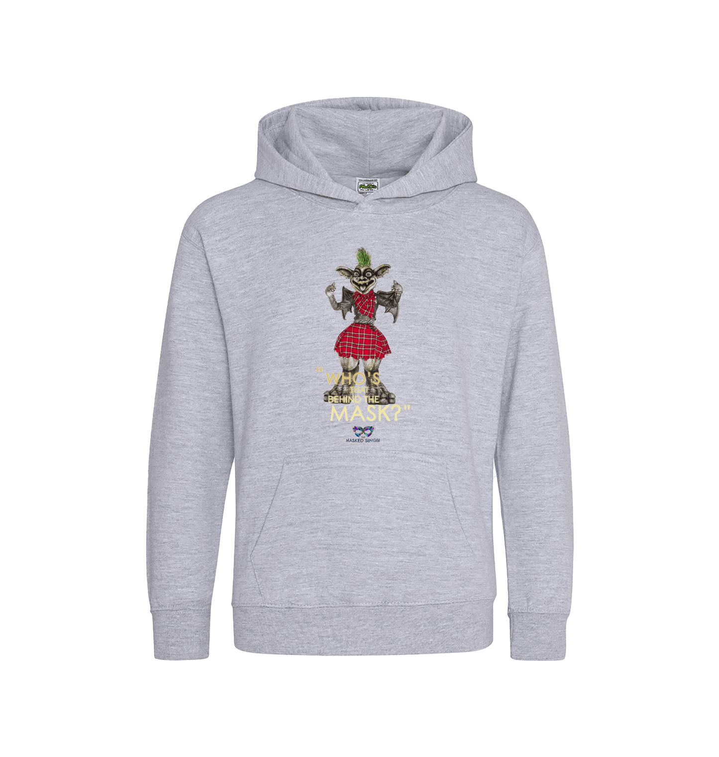 Heather Grey Printed Kids Hoodie Front