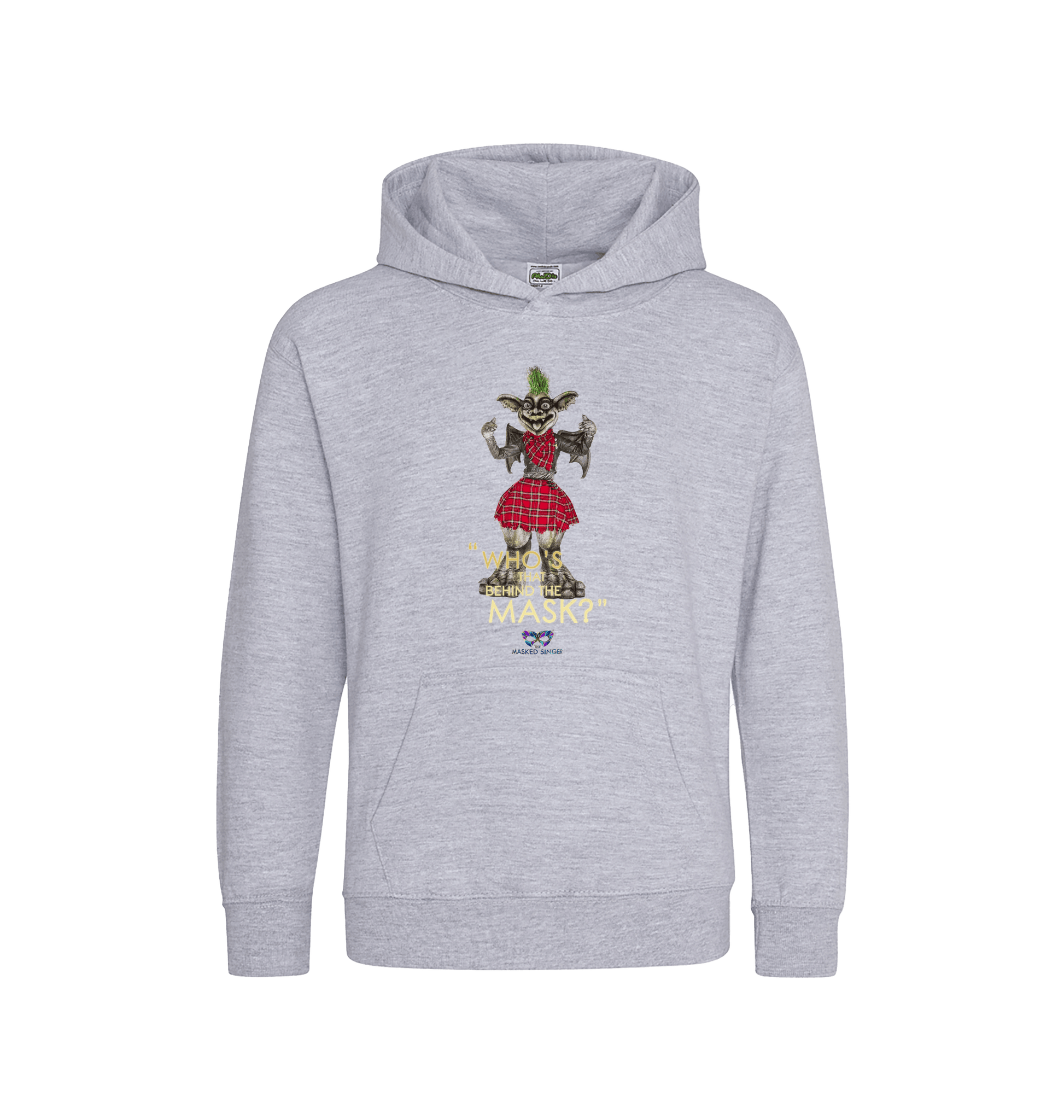 Heather Grey Printed Kids Hoodie Front