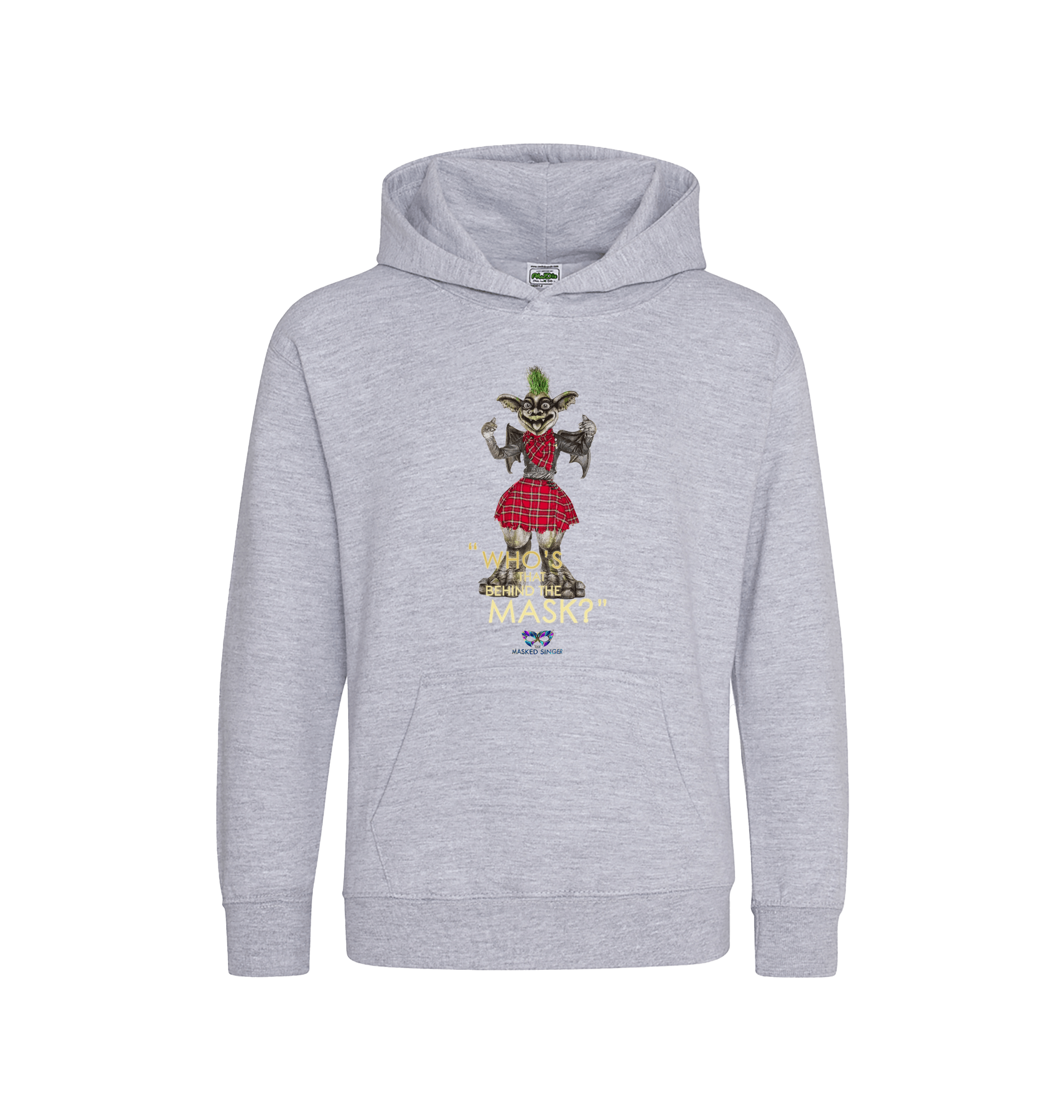 Heather Grey Printed Kids Hoodie Front