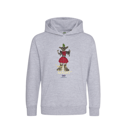 Heather Grey Printed Kids Hoodie Front