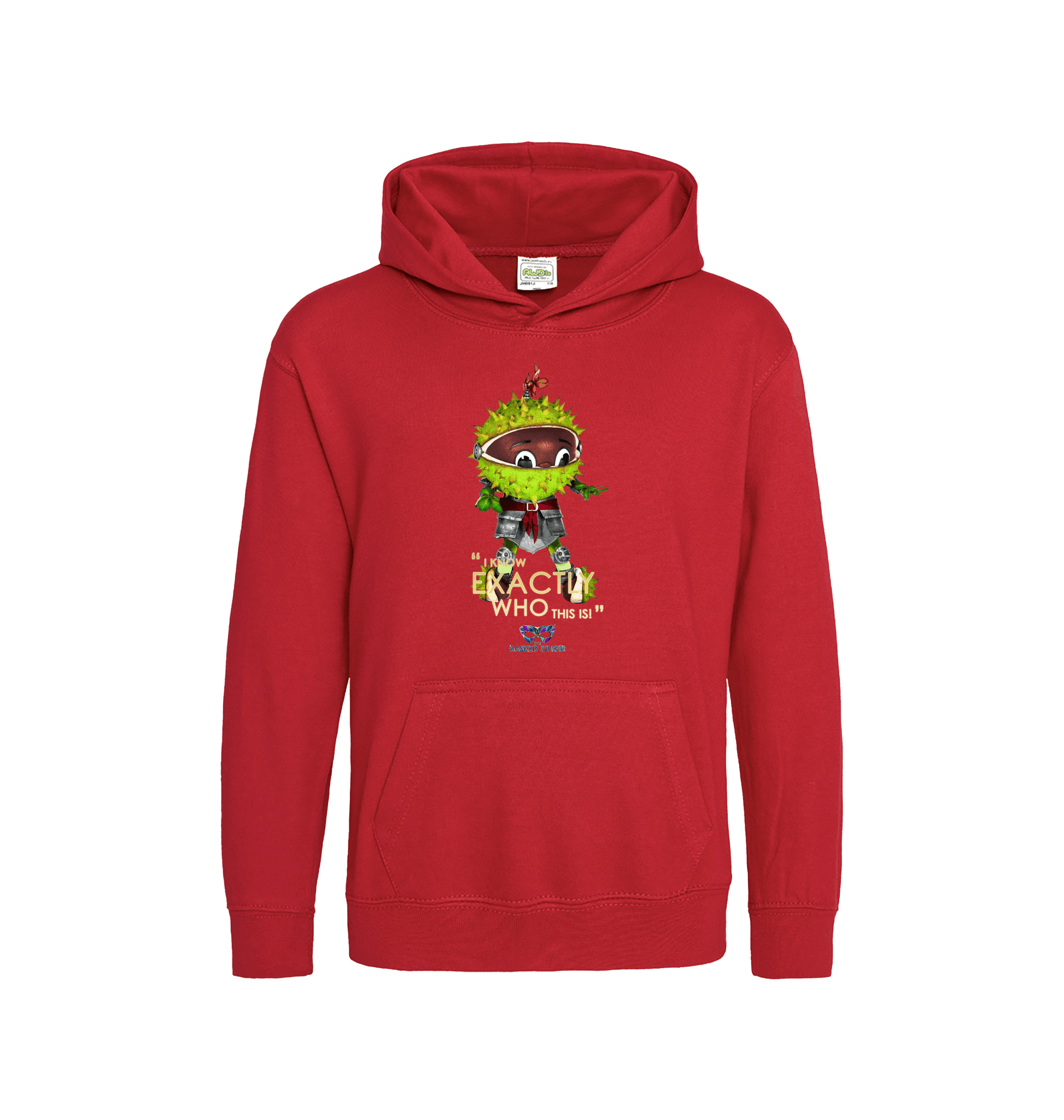 Fire Red Printed Kids Hoodie Front