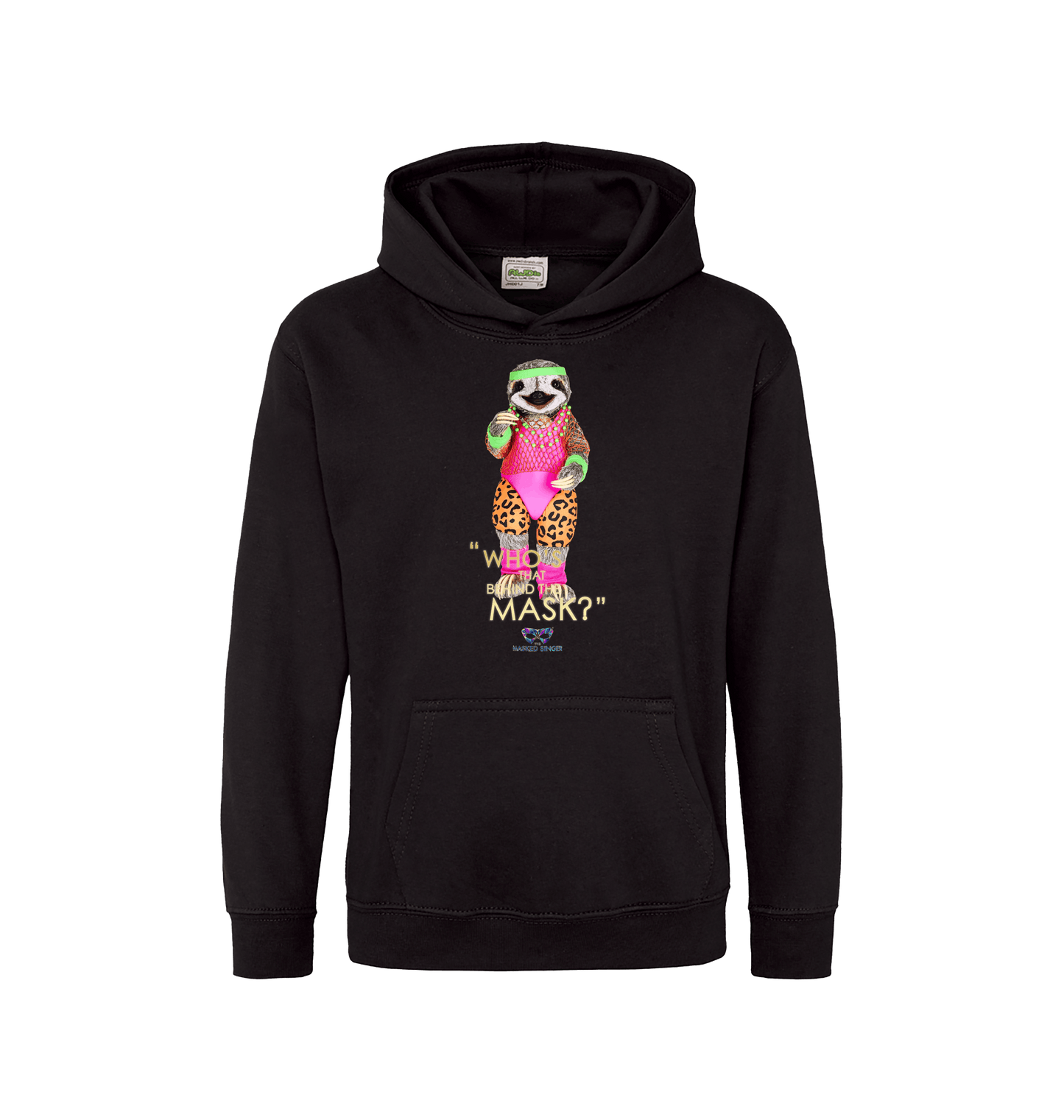 Jet Black Printed Kids Hoodie Front