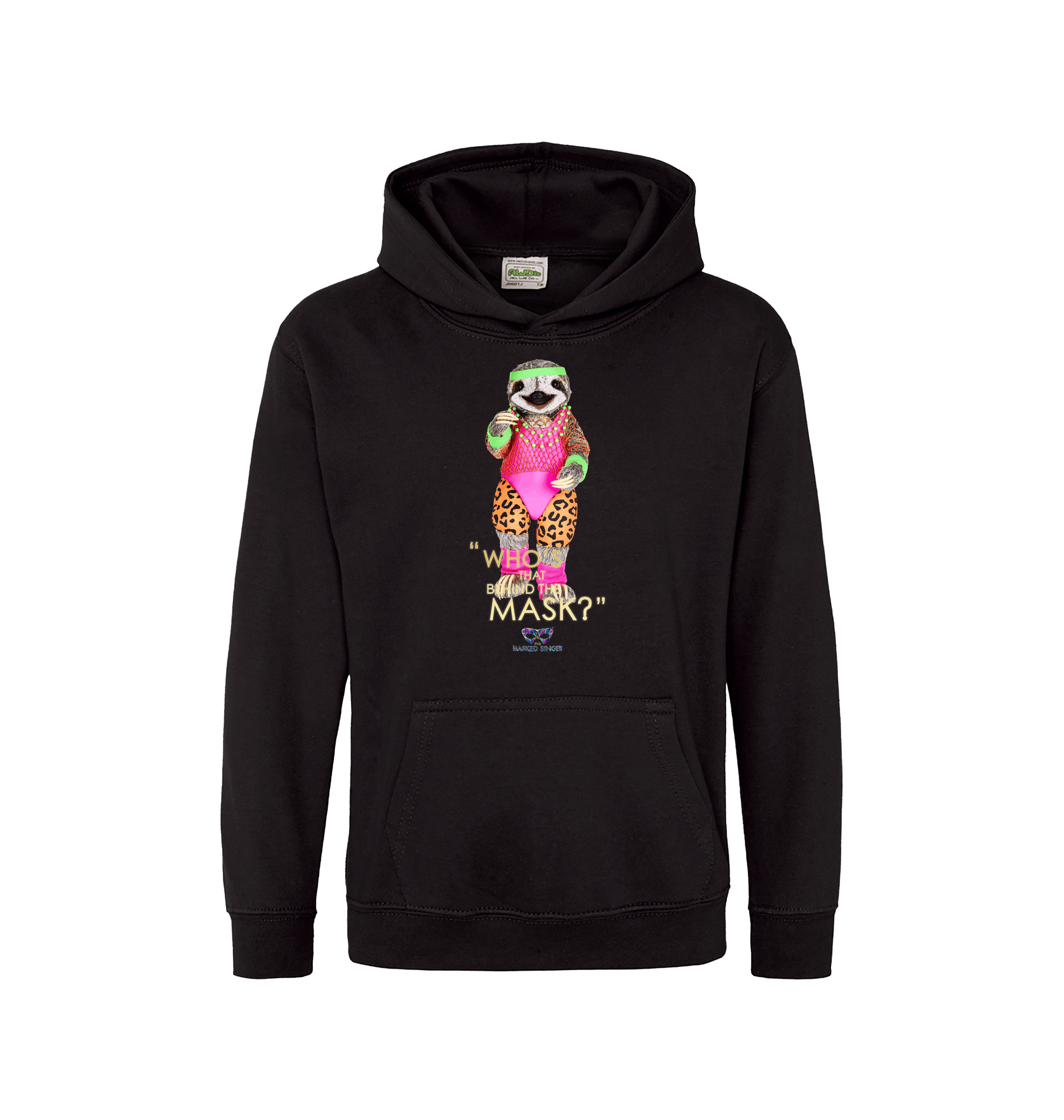 Jet Black Printed Kids Hoodie Front