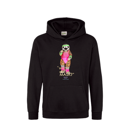 Jet Black Printed Kids Hoodie Front