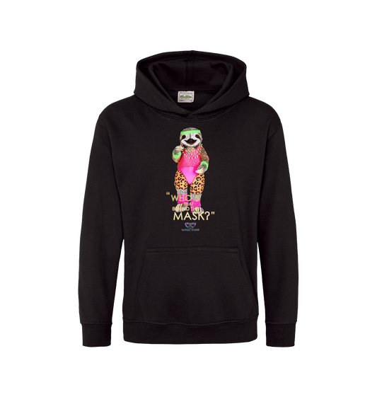 Jet Black Printed Kids Hoodie Front