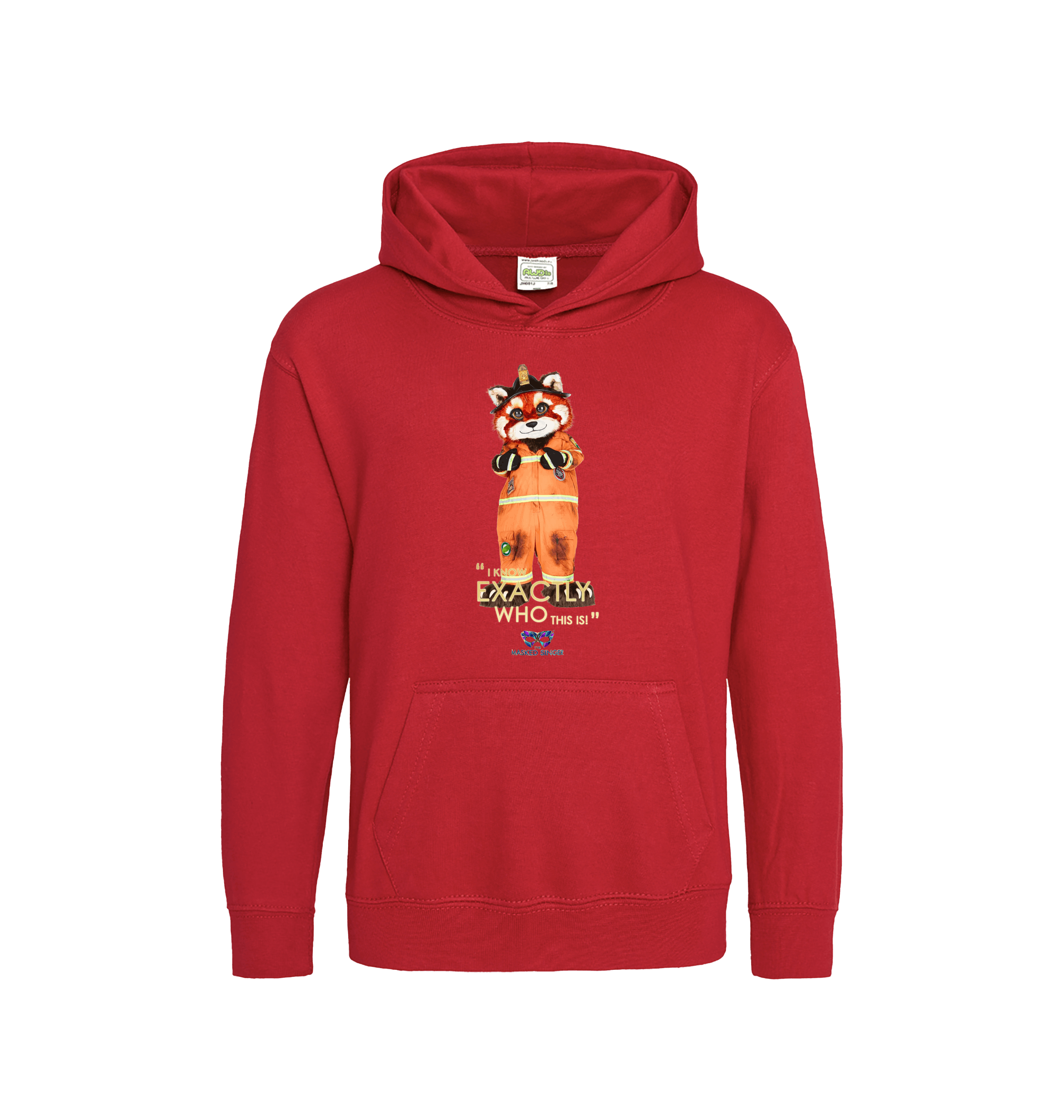 Fire Red Printed Kids Hoodie Front