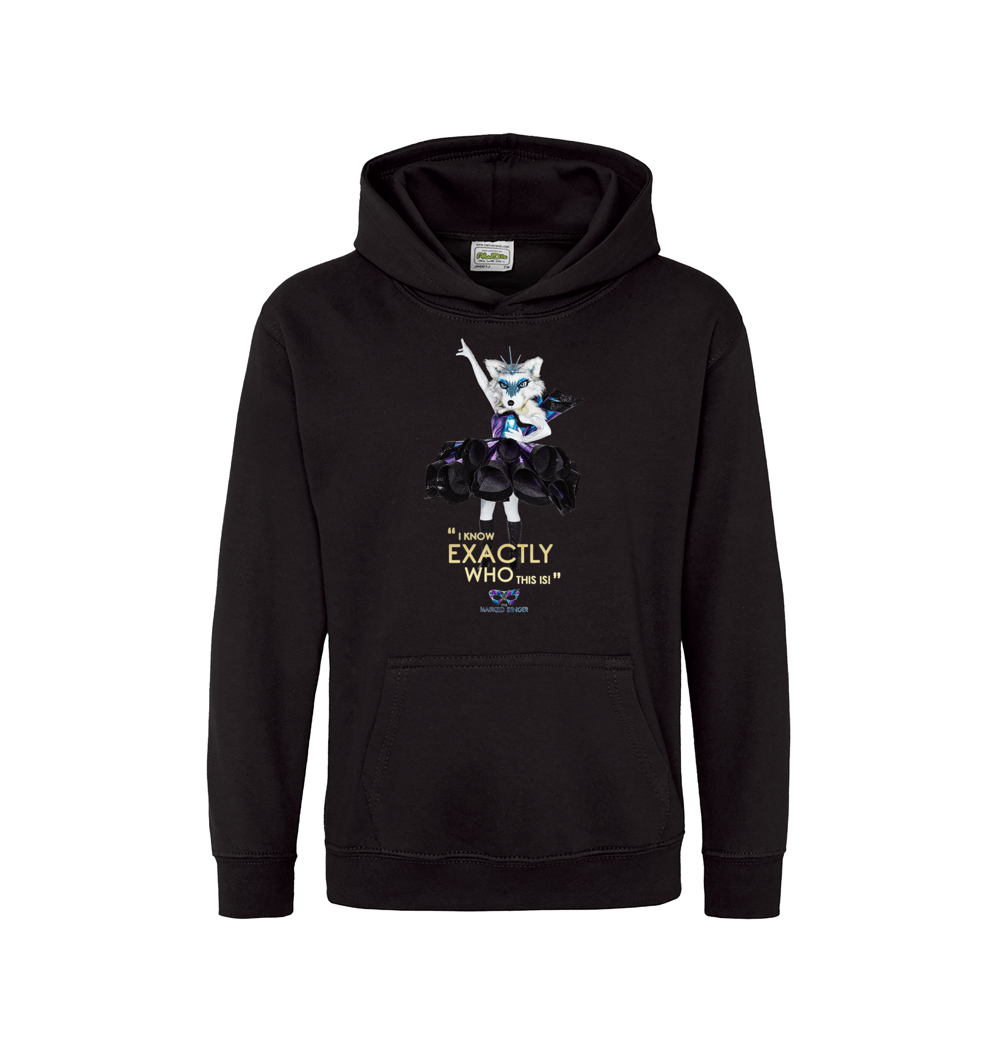 Jet Black Printed Kids Hoodie Front