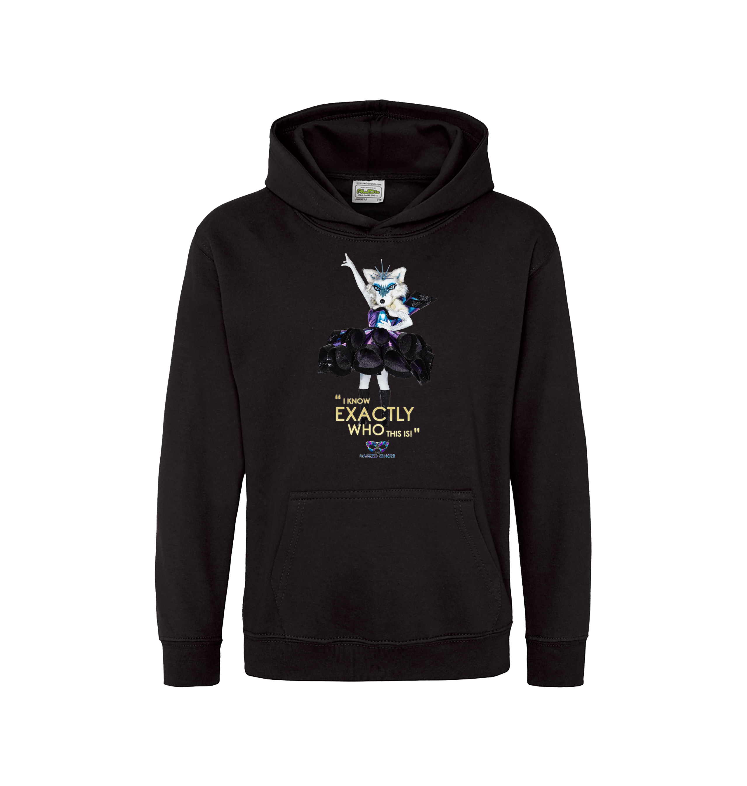 Jet Black Printed Kids Hoodie Front