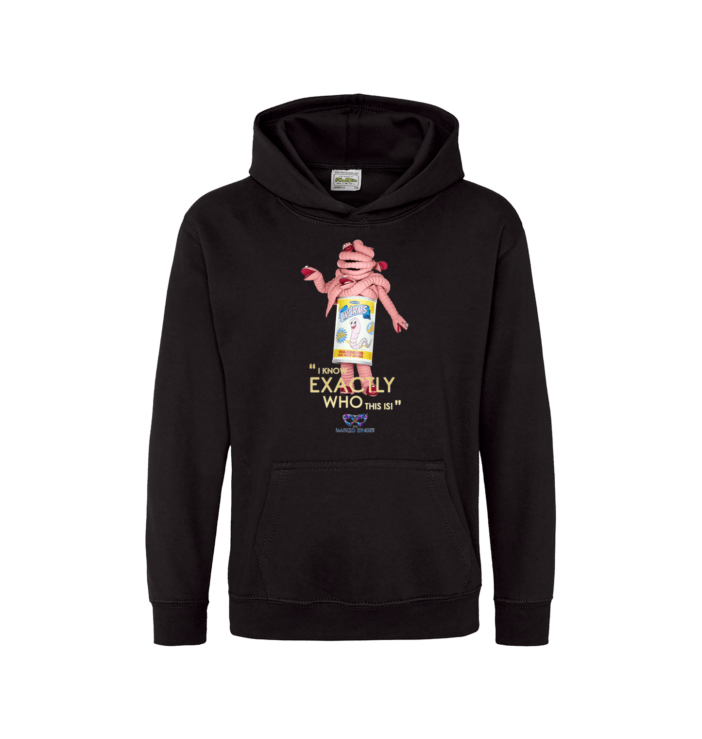 Jet Black Printed Kids Hoodie Front