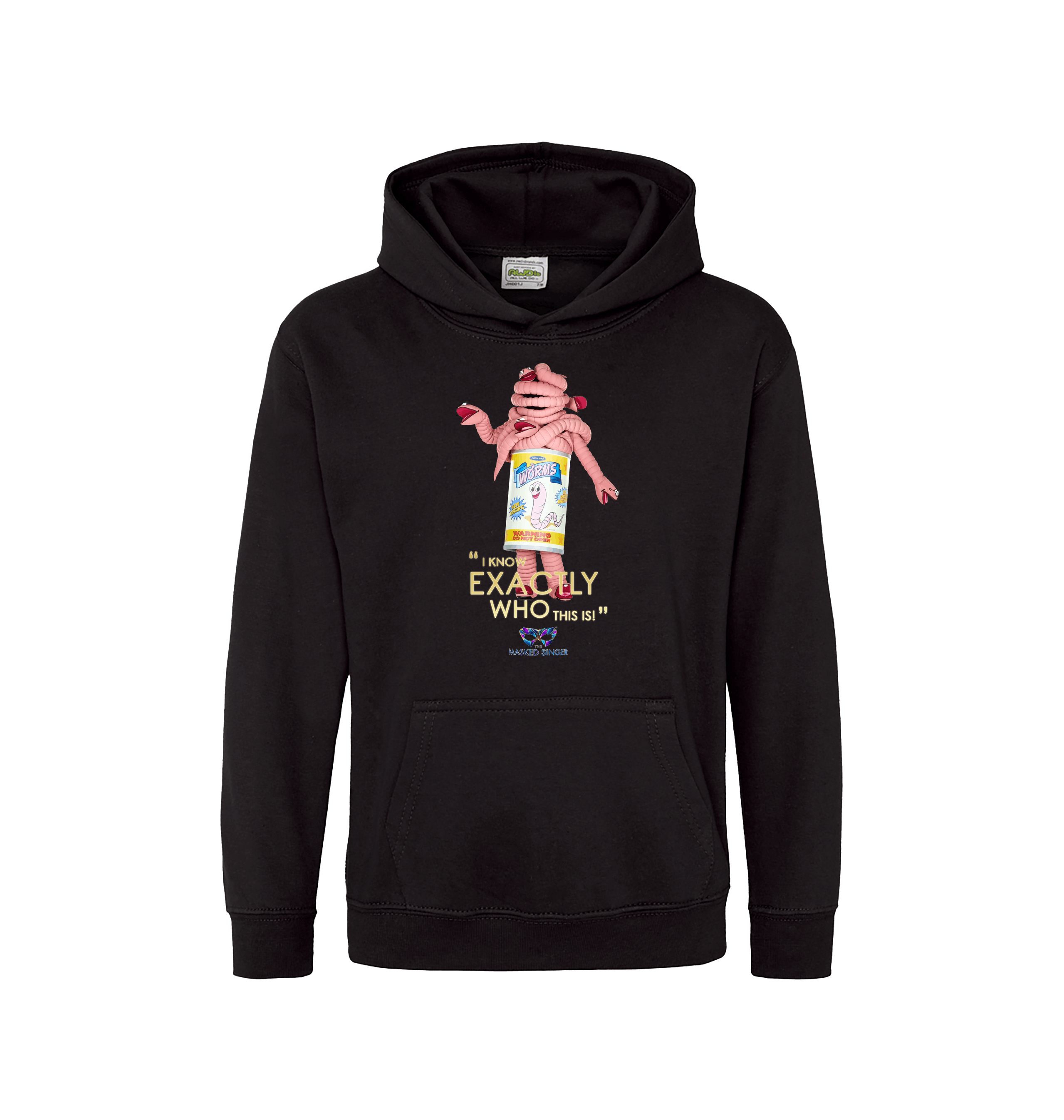 Jet Black Printed Kids Hoodie Front
