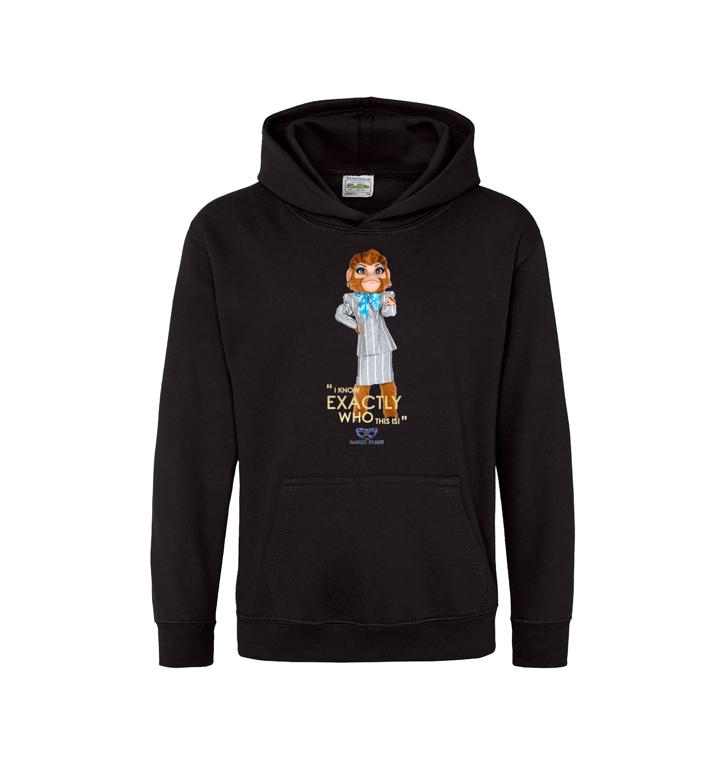 Jet Black Printed Kids Hoodie Front