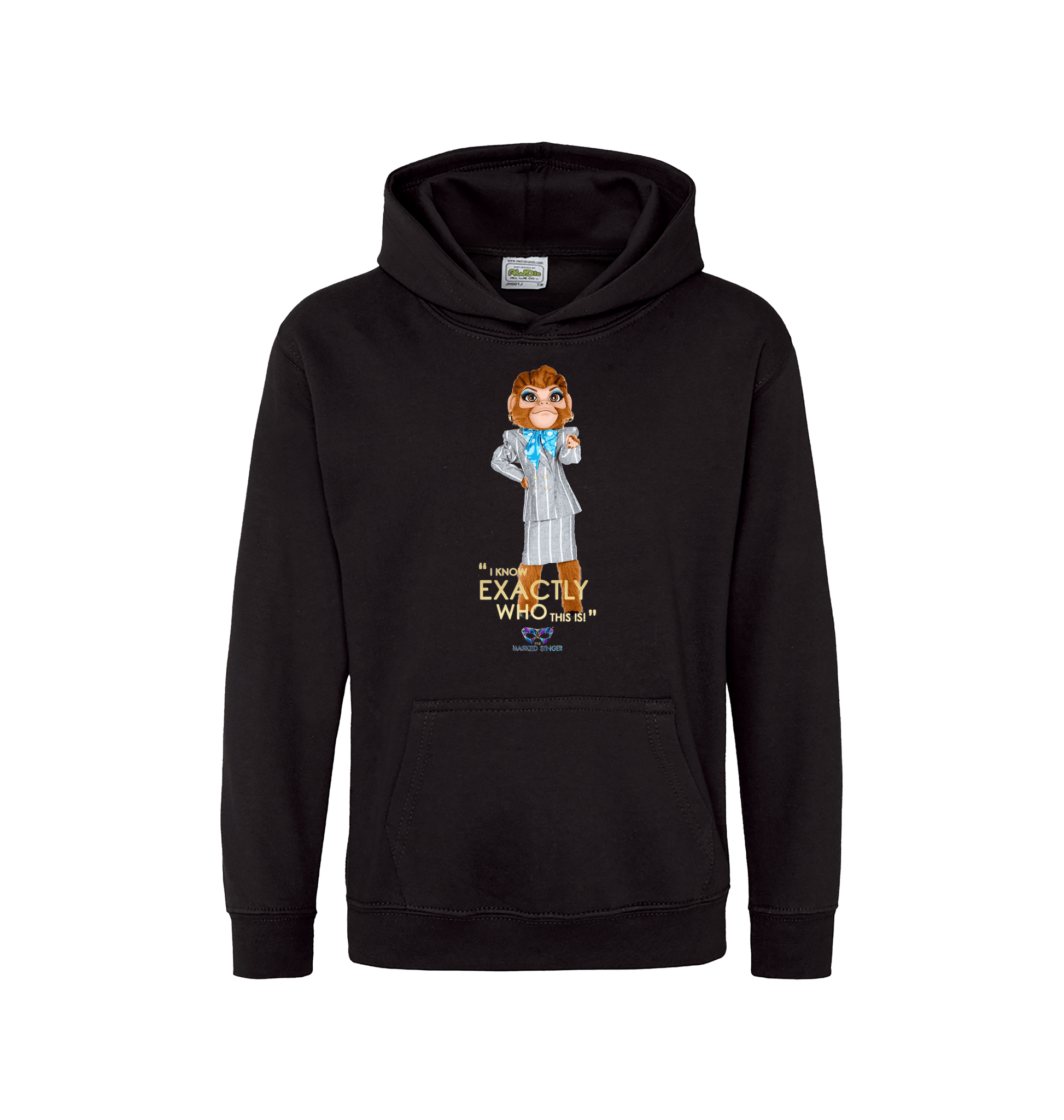 Jet Black Printed Kids Hoodie Front