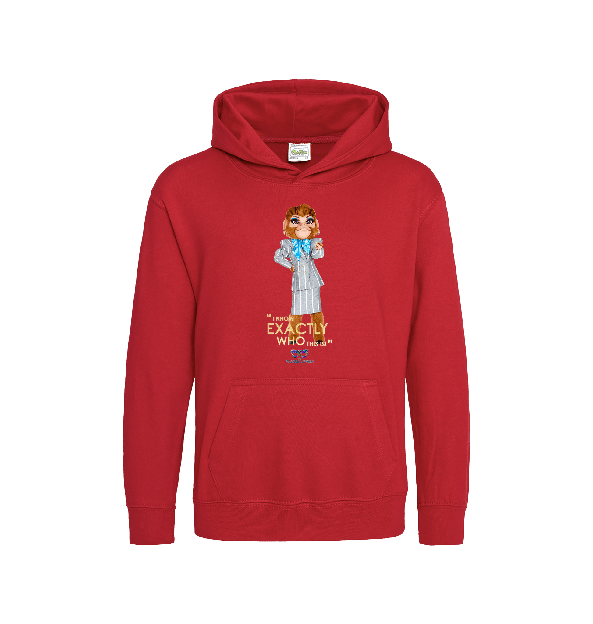 Fire Red Printed Kids Hoodie Front