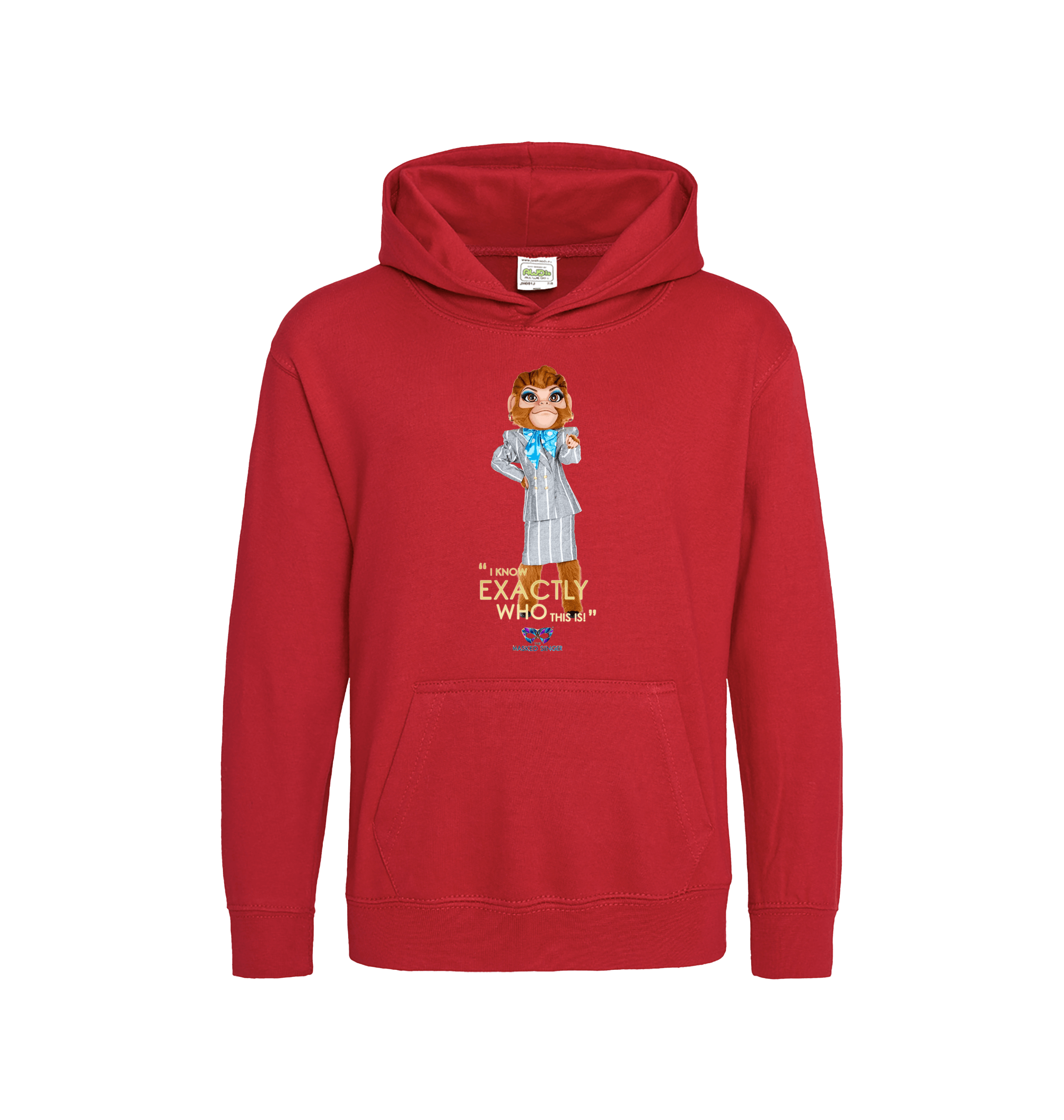 Fire Red Printed Kids Hoodie Front
