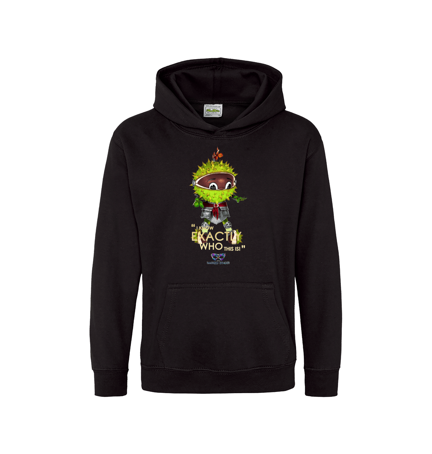 Jet Black Printed Kids Hoodie Front