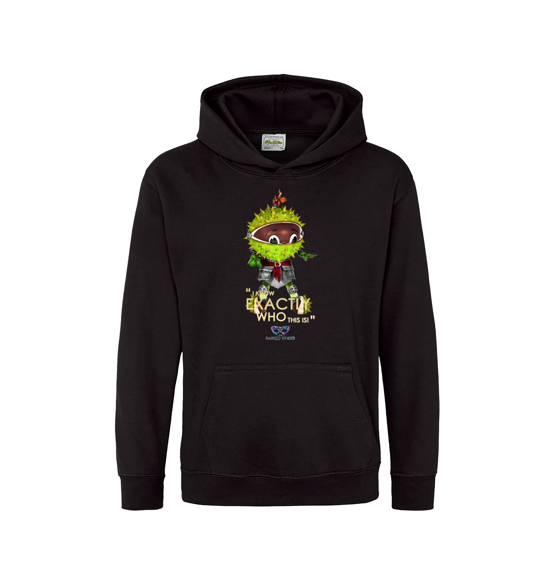 Jet Black Printed Kids Hoodie Front