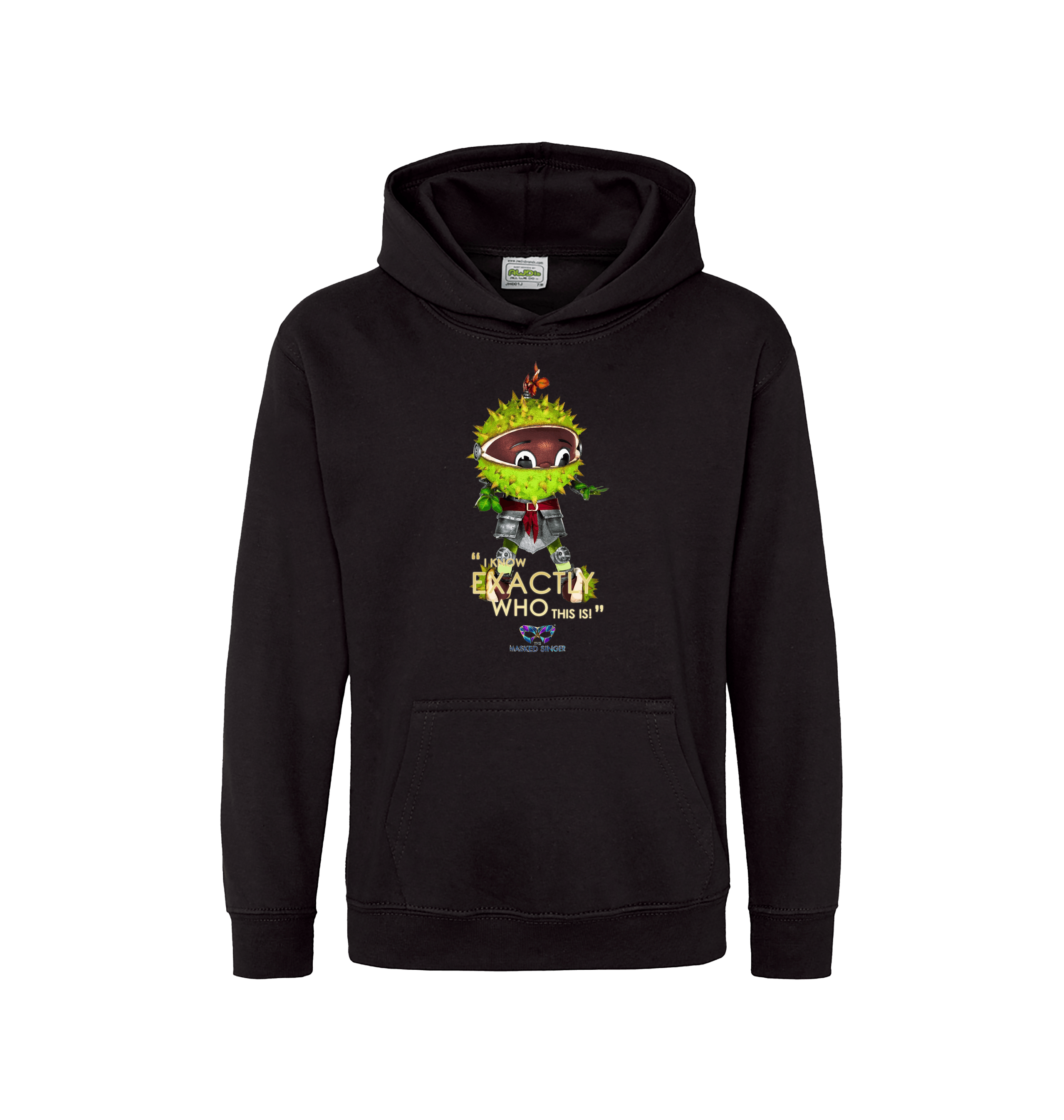 Jet Black Printed Kids Hoodie Front