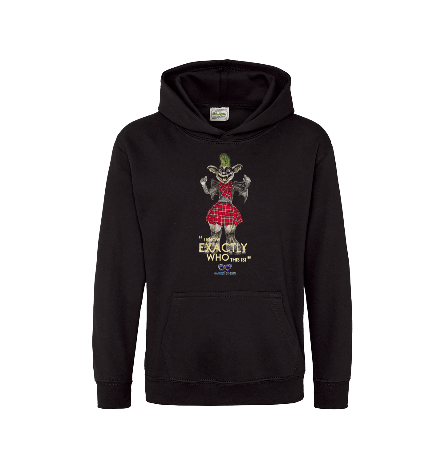 Jet Black Printed Kids Hoodie Front