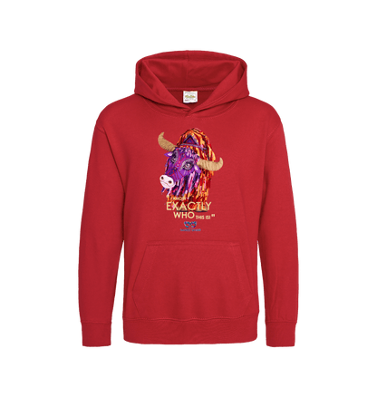 Fire Red Printed Kids Hoodie Front
