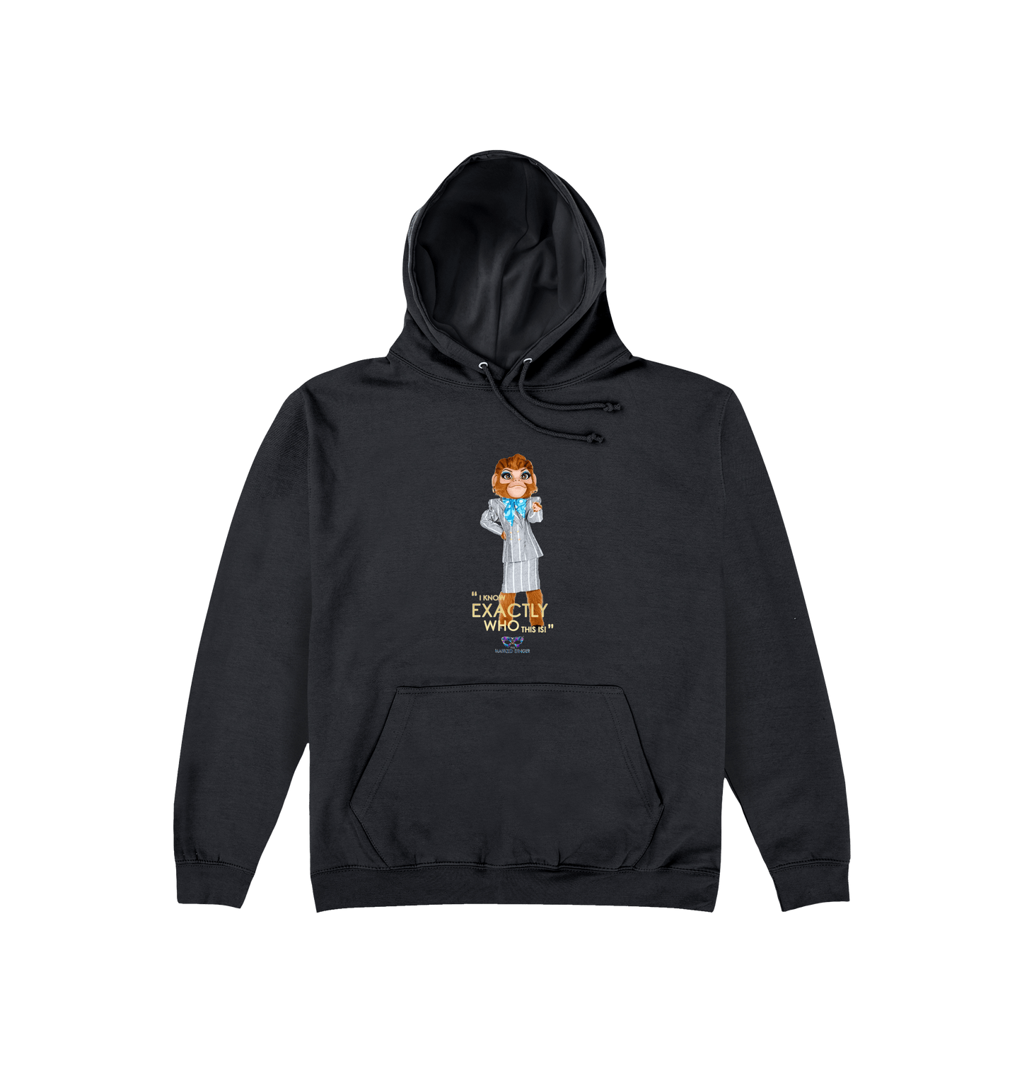 Jet Black Printed Hoody Front