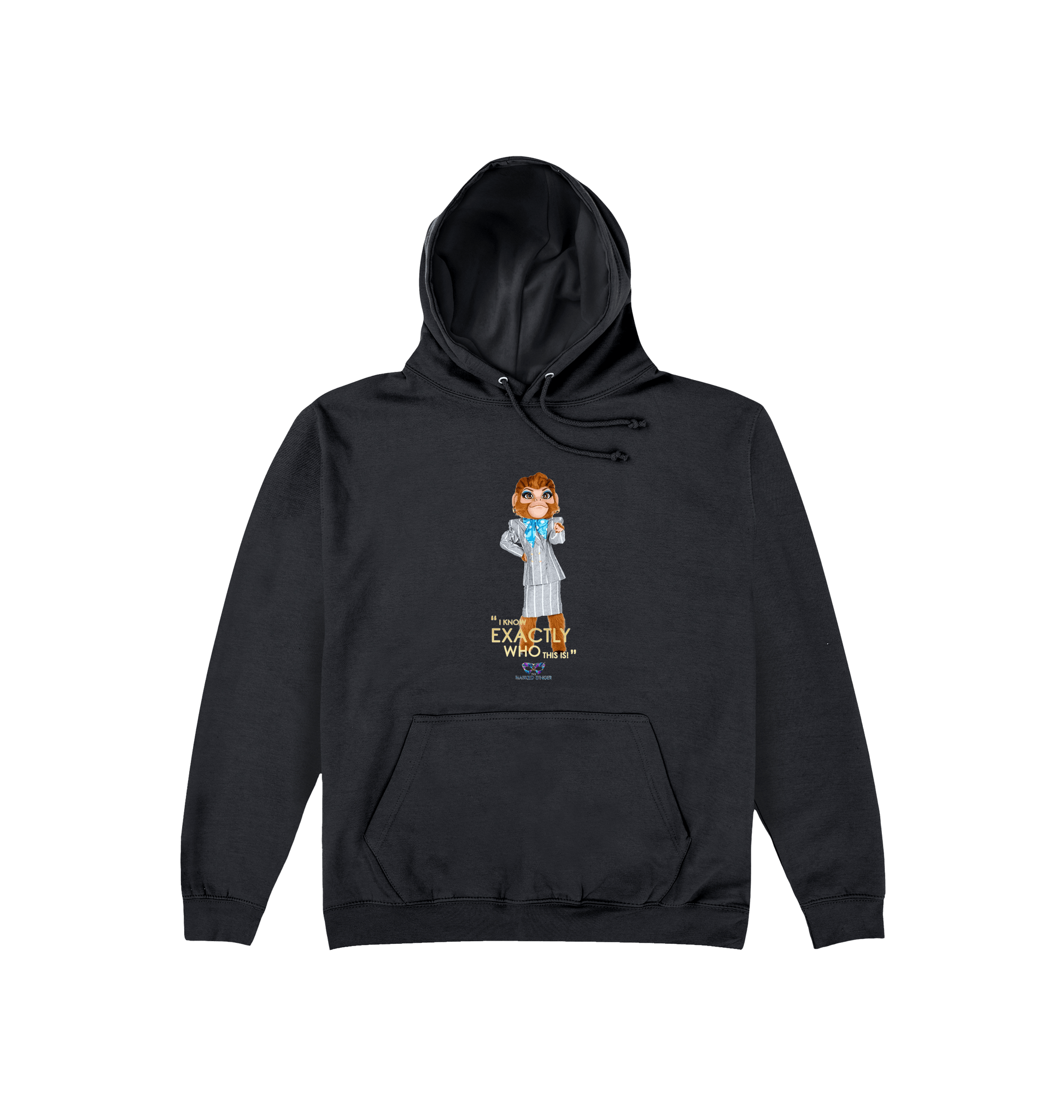 Jet Black Printed Hoody Front