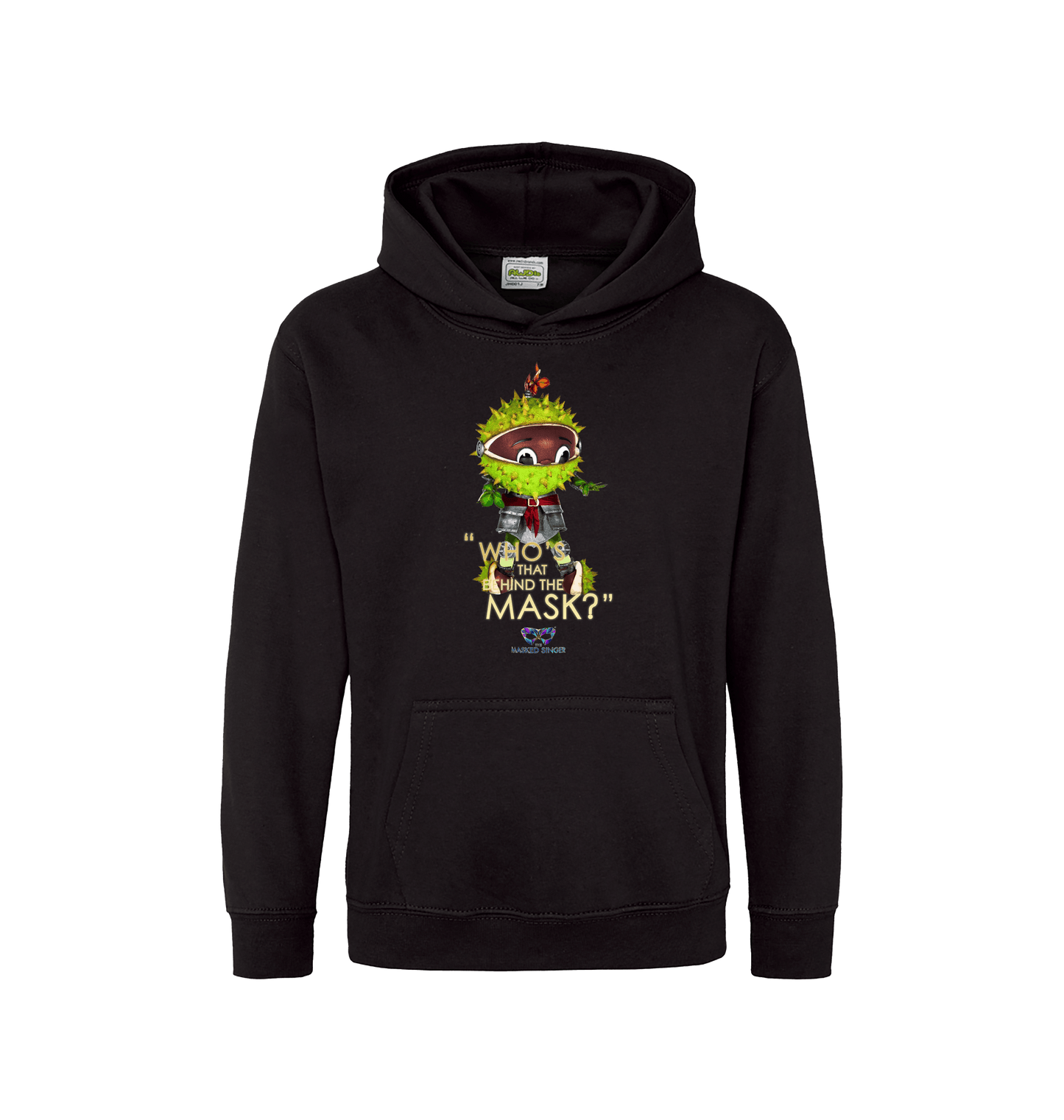 Jet Black Printed Kids Hoodie Front