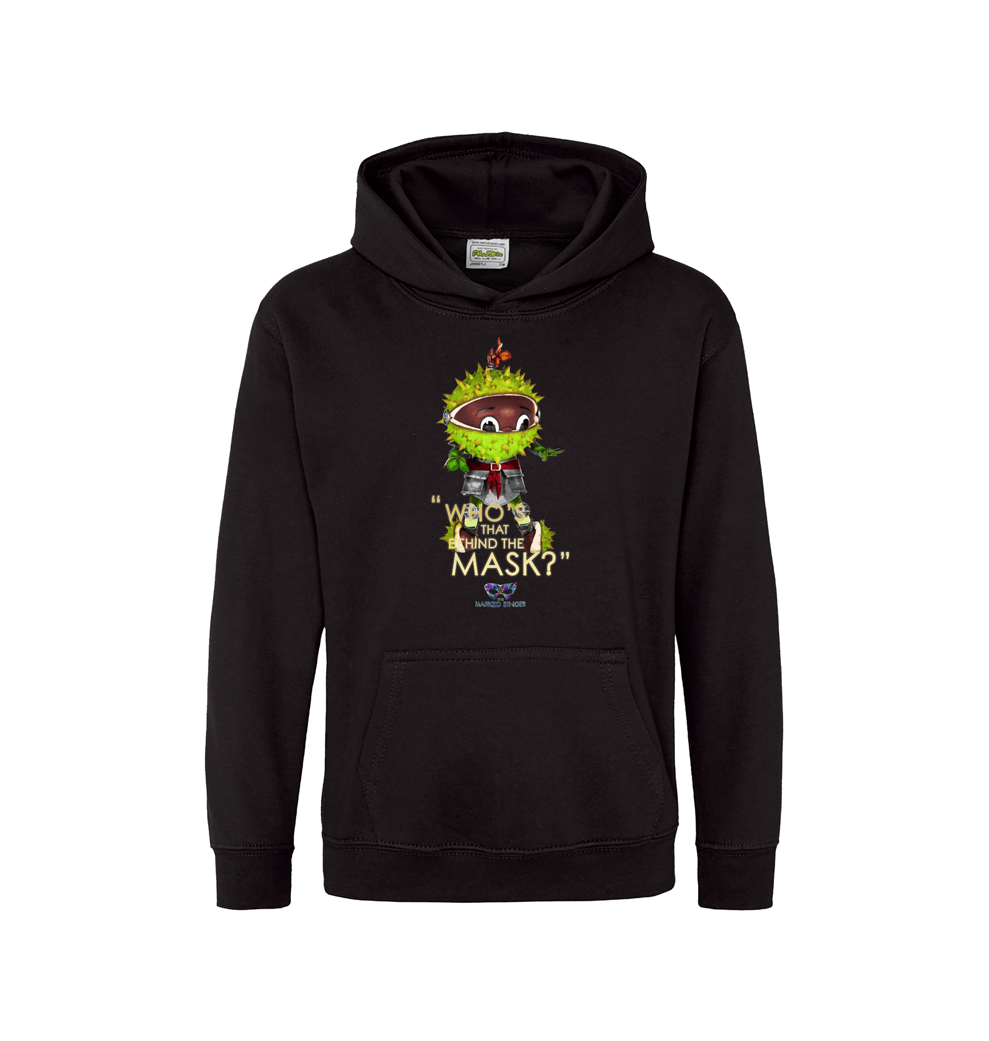 Jet Black Printed Kids Hoodie Front