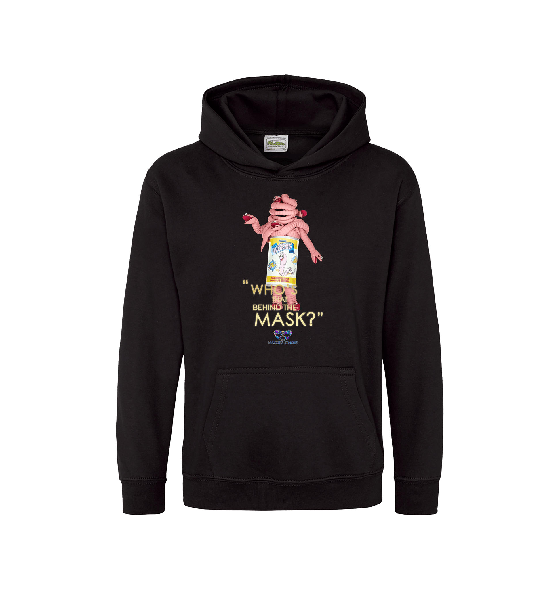 Jet Black Printed Kids Hoodie Front