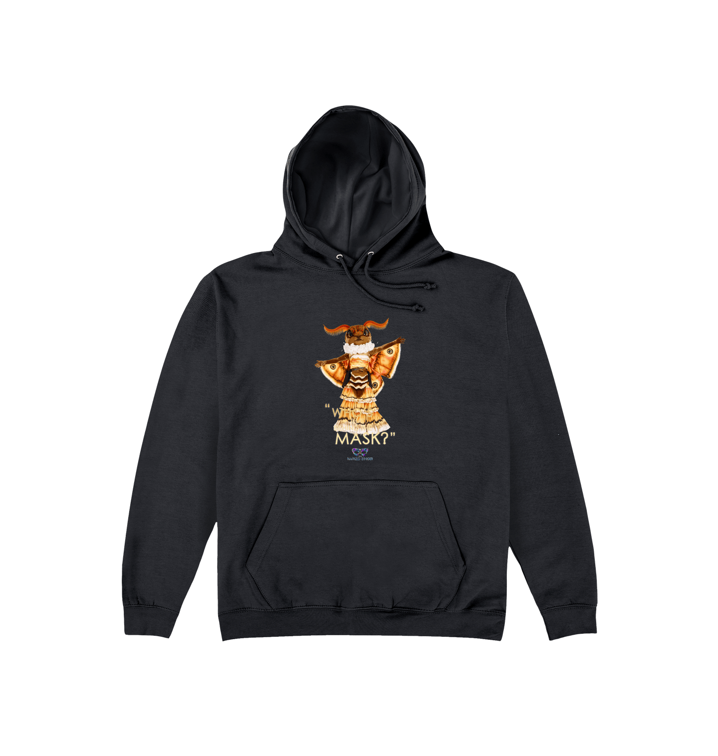 Jet Black Printed Hoody Front