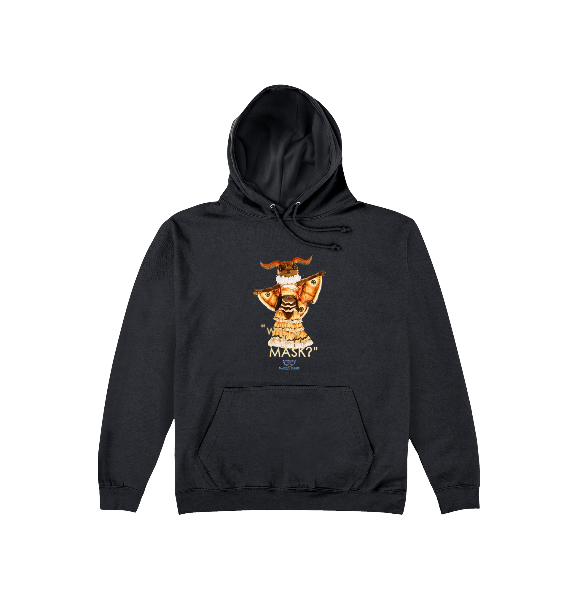 Jet Black Printed Hoody Front