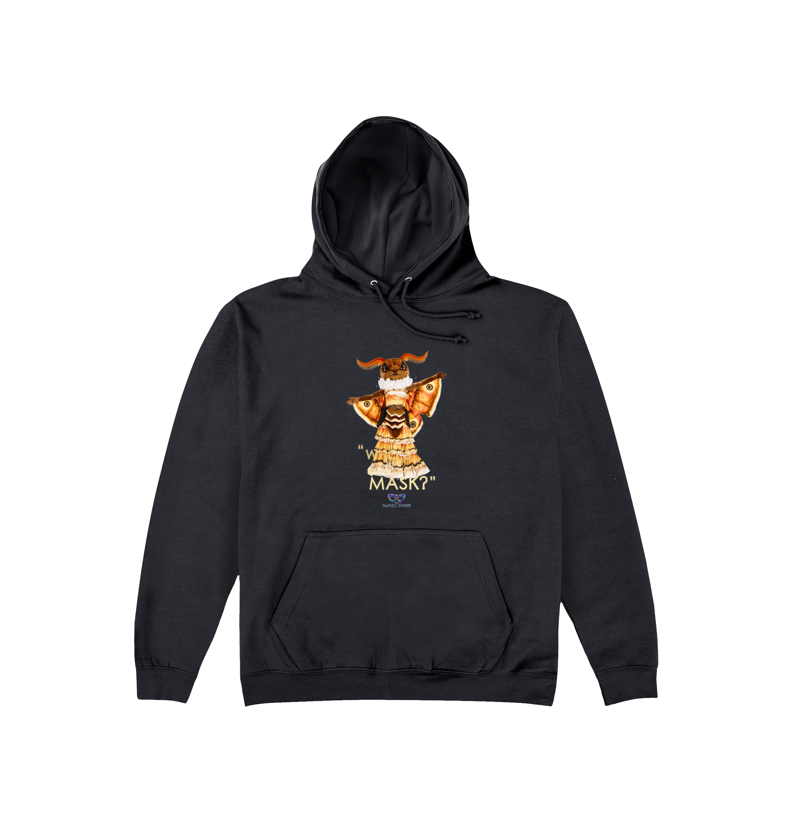 Jet Black Printed Hoody Front