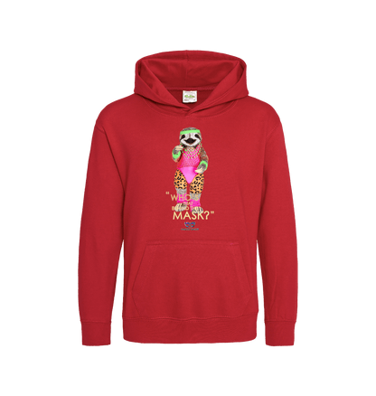 Fire Red Printed Kids Hoodie Front