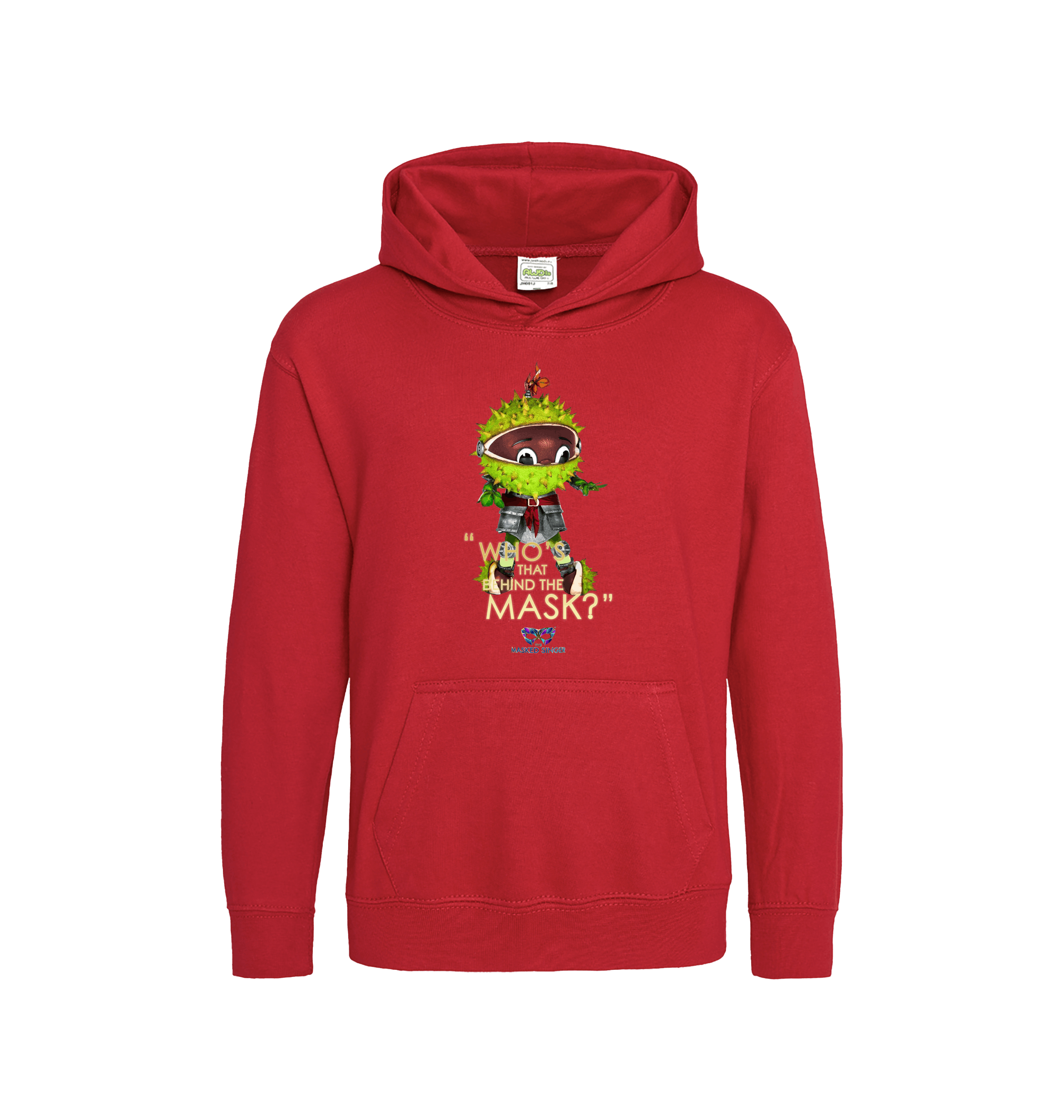 Fire Red Printed Kids Hoodie Front