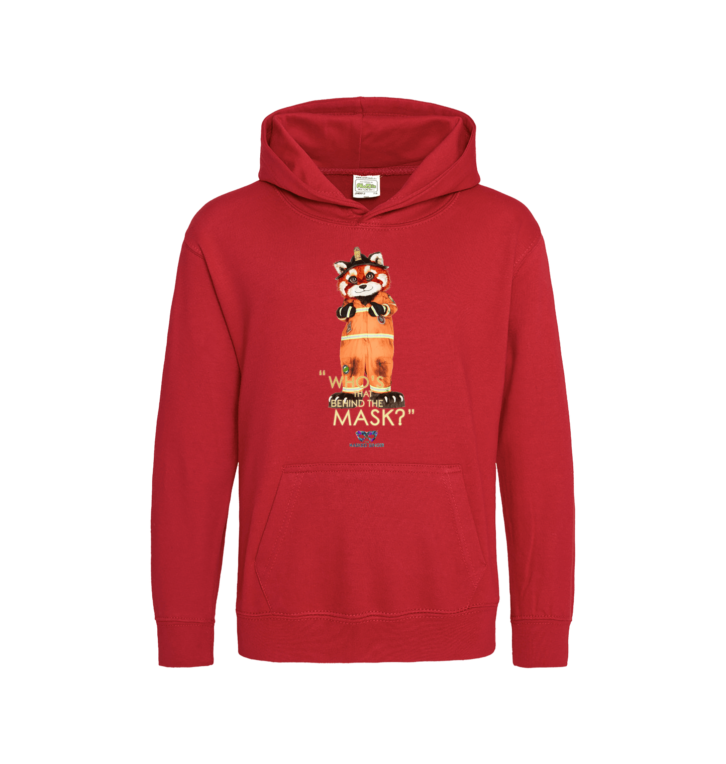 Fire Red Printed Kids Hoodie Front