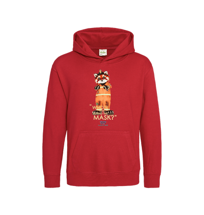 Fire Red Printed Kids Hoodie Front