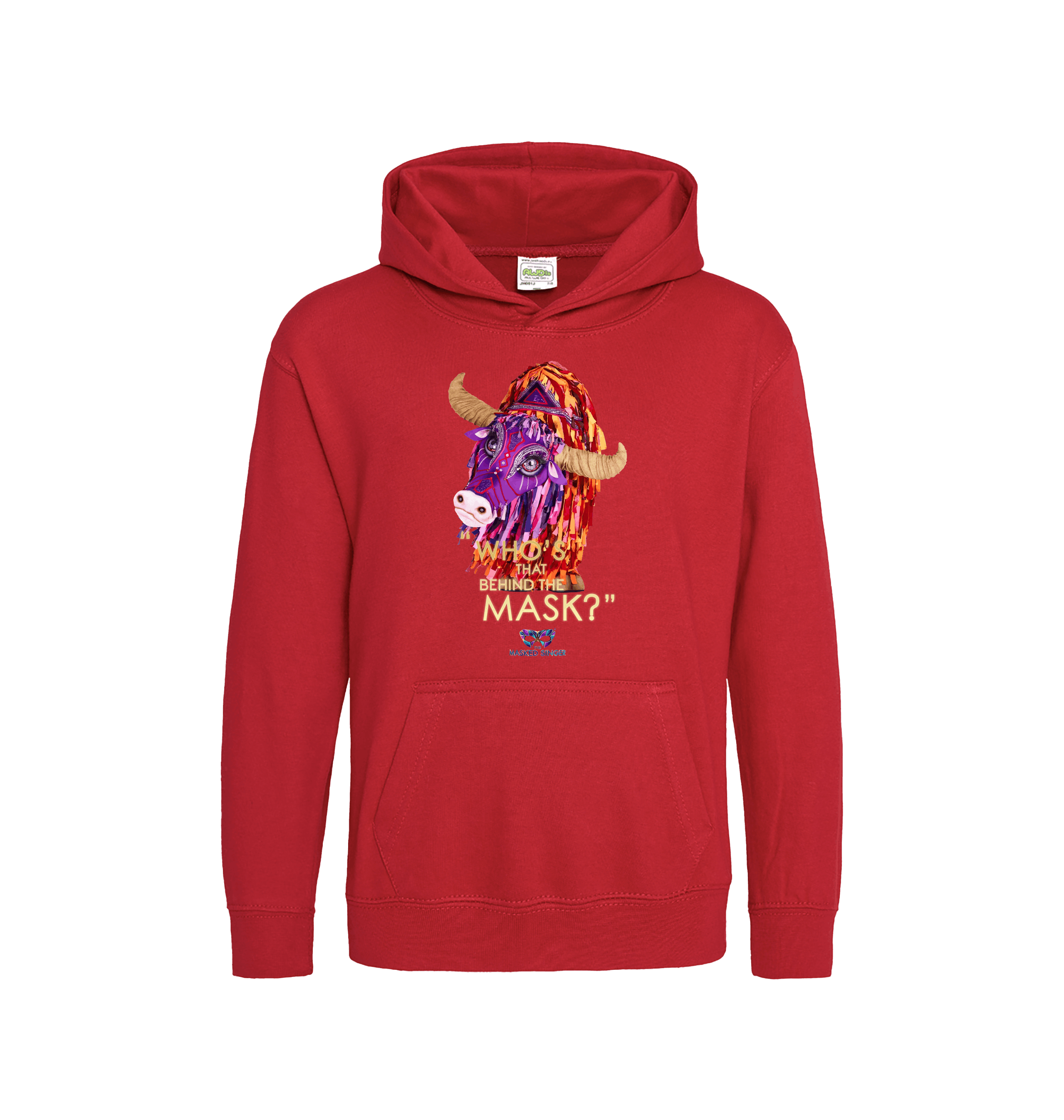 Fire Red Printed Kids Hoodie Front