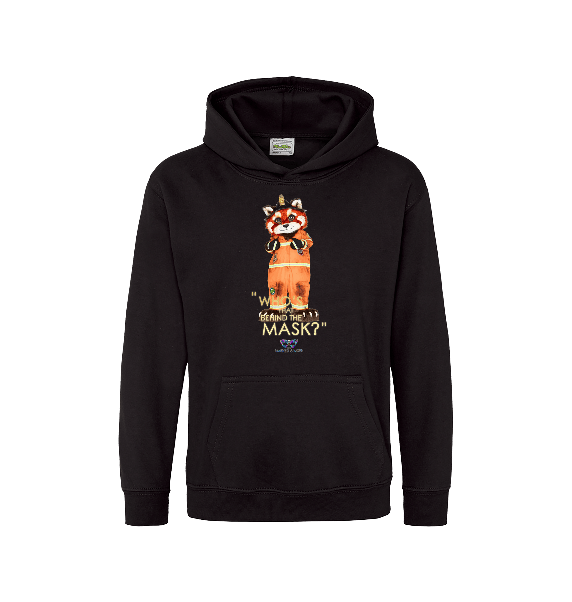 Jet Black Printed Kids Hoodie Front