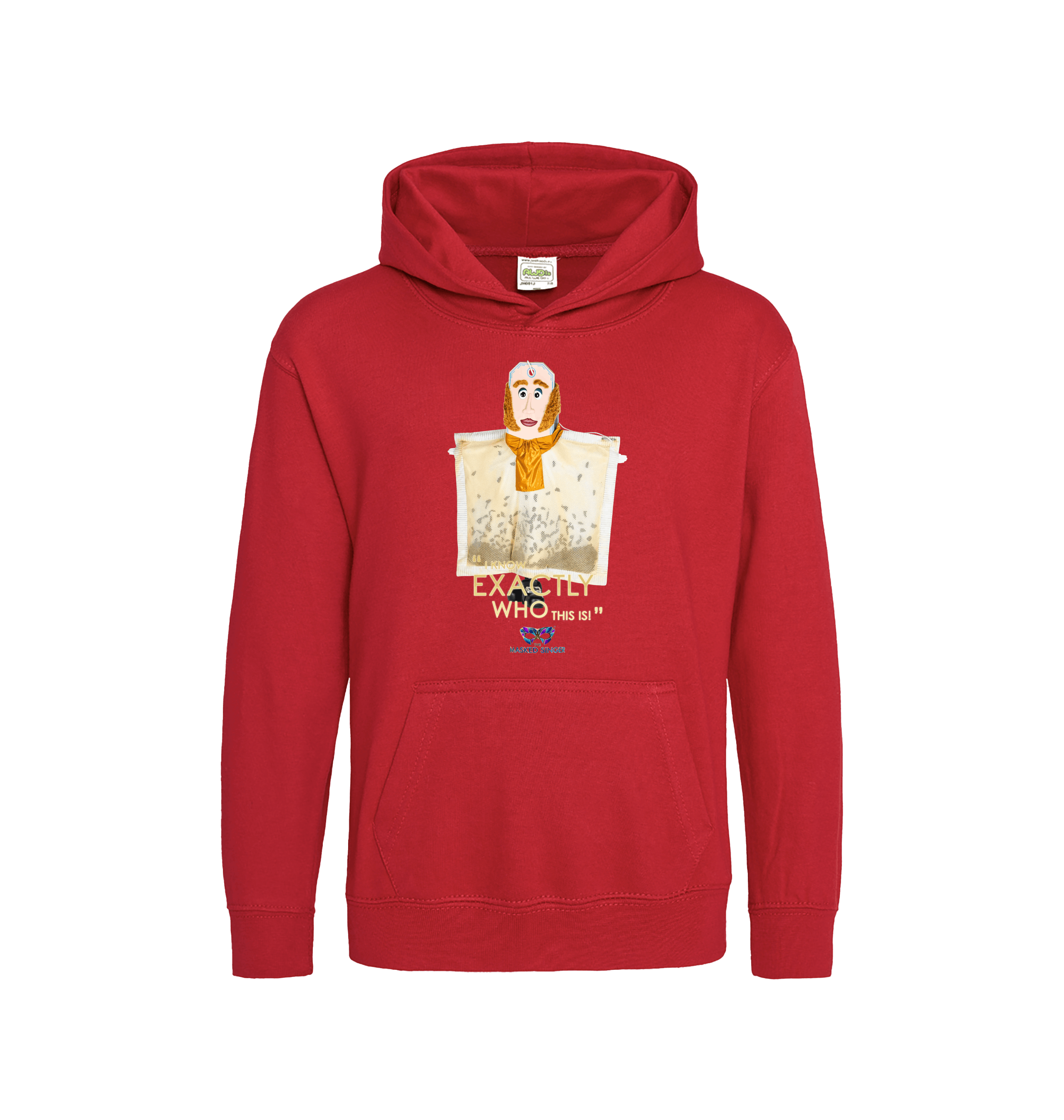 Fire Red Printed Kids Hoodie Front