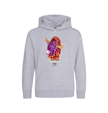 Heather Grey Printed Kids Hoodie Front